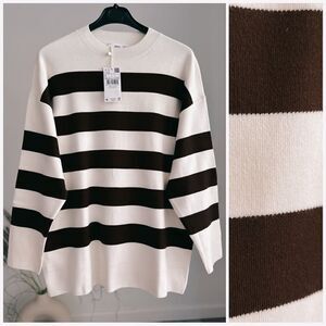 Mango Striped Viscose Blend Fine Knit Sweater New BROWN ECRU ALL SIZES